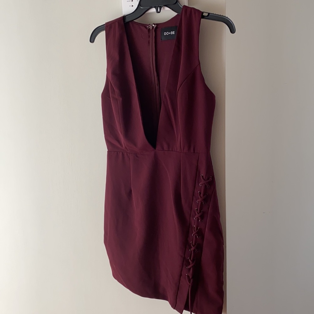 do+be wine red deep V dress!